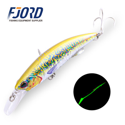 FJORD 3D Nyomtatás Minnow horgászcsali 40g 50g Saltwater Night Glow Tengeralattjáró erősen süllyedő,hosszú dobású horgásztartozékok 2024
