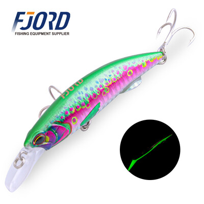 FJORD 3D Nyomtatás Minnow horgászcsali 40g 50g Saltwater Night Glow Tengeralattjáró erősen süllyedő,hosszú dobású horgásztartozékok 2024