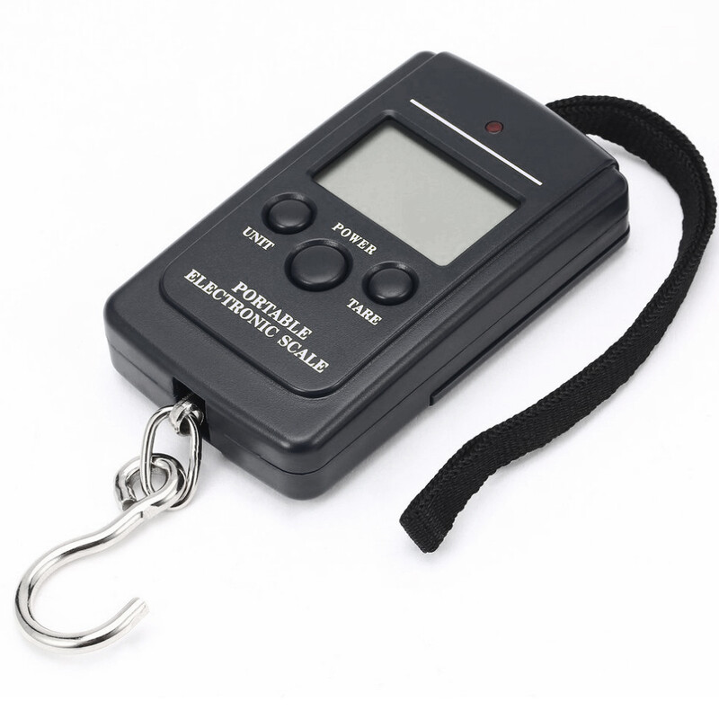 40 kg X 10 g mini skaitmeninės svarstyklės, skirtos žvejybos bagažui Kelionėms svėrimo plieno gamyklos nešiojamos elektroninės pakabinamos svarstyklės rankinės svarstyklės