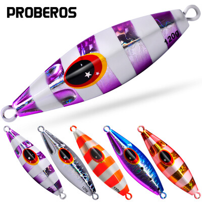 PROBEROS 1 бр. Светеща метална джигова примамка за риболов, бионична морска стръв с реалистично действие, издръжлив джиг за бавен ход за нощен улов