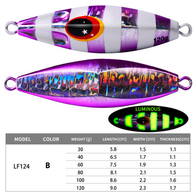 PROBEROS 1 buc. Nalucă de pescuit cu jig de metal strălucitor, momeală de mare bionică cu acțiune realistă, jig durabil cu pas lent pentru capturi pe timp de noapte