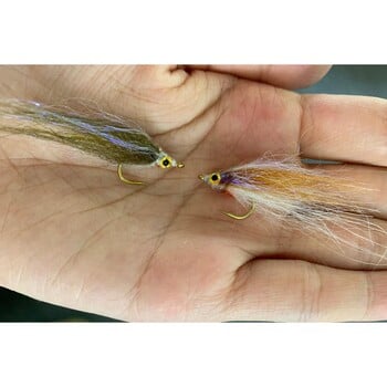 Tigofly 12 бр. Brown Olive UV Polar Fry Бавно потъваща сьомгова пъстърва Steelhead Minnow Мухи за риболов на мухи Примамки Fly Set-Size #8