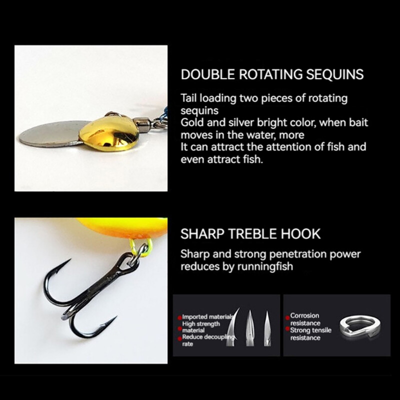 WALK FISH 5g-20g VIB masalas Naujas besisukantis blizgutinis žuvies masalas dygliuotas metalinis masalas, vibruojantis dvigubas blizgučių masalas dirbtinė imitacinė žuvis