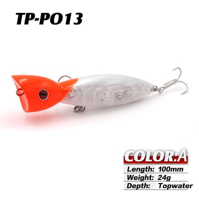 TacklePRO PO-13 JERKBAIT Dirbtinis masalas 100mm 24g Popper Topwater Fishing Predator Tackle Kokybiški Vobleriai Kieti masalai Pesca