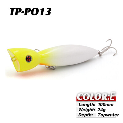 TacklePRO PO-13 JERKBAIT Dirbtinis masalas 100mm 24g Popper Topwater Fishing Predator Tackle Kokybiški Vobleriai Kieti masalai Pesca