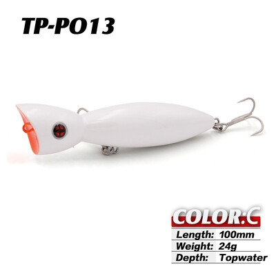 TacklePRO PO-13 JERKBAIT Dirbtinis masalas 100mm 24g Popper Topwater Fishing Predator Tackle Kokybiški Vobleriai Kieti masalai Pesca