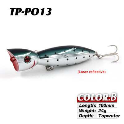 TacklePRO PO-13 JERKBAIT Dirbtinis masalas 100mm 24g Popper Topwater Fishing Predator Tackle Kokybiški Vobleriai Kieti masalai Pesca