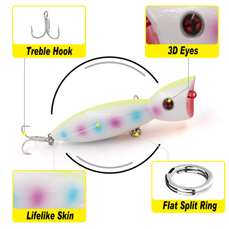 TacklePRO PO-13 JERKBAIT Dirbtinis masalas 100mm 24g Popper Topwater Fishing Predator Tackle Kokybiški Vobleriai Kieti masalai Pesca