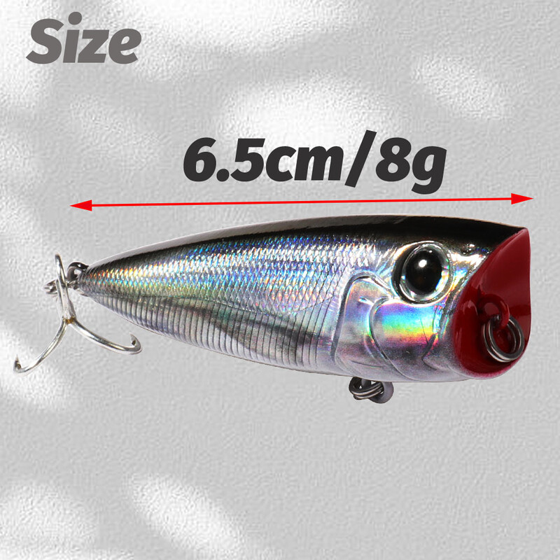 Viršutinis vandenyje plaukiojantis popper 8 g 6,5 cm masalas plieninis rutulinis varinis balasto balansavimo sistema Swimbait Pesca vobleris Minnow Tackle Crank Masalas