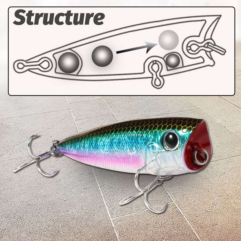 Viršutinis vandenyje plaukiojantis popper 8 g 6,5 cm masalas plieninis rutulinis varinis balasto balansavimo sistema Swimbait Pesca vobleris Minnow Tackle Crank Masalas