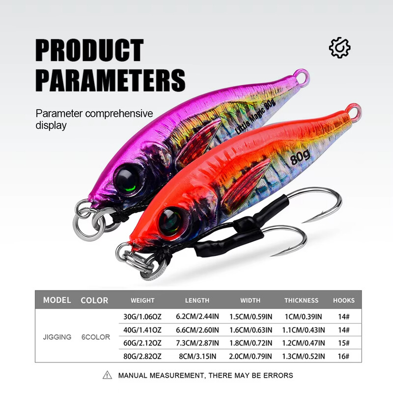 Jigbass 30G-80G Luya Bait Iron Plate 3D Inkjet Printing Pron Plate Bioninis masalas Ilgo nuotolio gėlavandenės jūros žvejybos burnos boso švinas