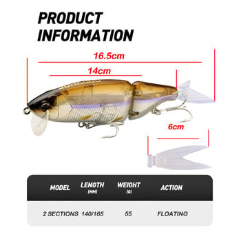 Swimbait Big Fishing Lure Изкуствена твърда примамка Съединена риболовна примамка за хищник Wobbler Minnow Pike