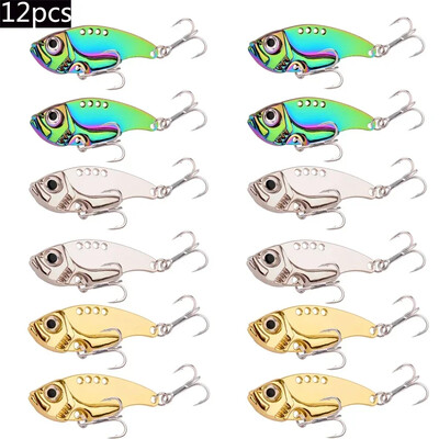 12 τμχ Fishing Lures Spoon For Pike 3g 7g 10g 15g 20g Treble Hook Spoon Wobble Metal Hard Bait Vib Spoonbait Ψάρεμα Δόλωμα