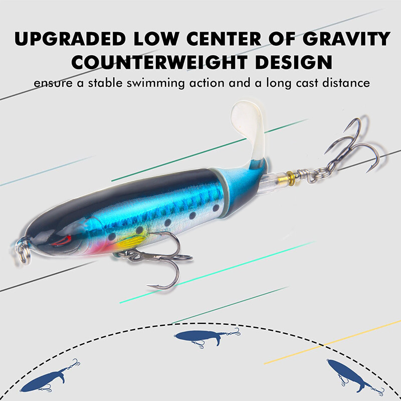 6 db Whopper Plopper Topwater horgászcsalik Tétel forgó farok basszus csuka domolykó horgászathoz Tartozékok Kemény csali szimulációs csali