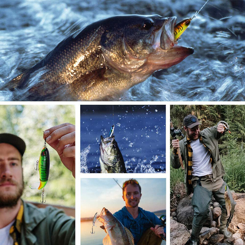 6 db Whopper Plopper Topwater horgászcsalik Tétel forgó farok basszus csuka domolykó horgászathoz Tartozékok Kemény csali szimulációs csali