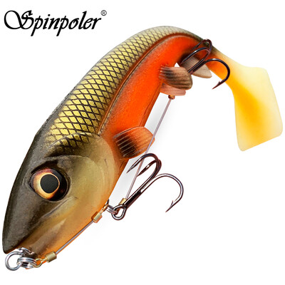 Spinpoler puha horgászcsali Stinger Rig horogcsalival 14 cm/18 cm négyzet alakú lapát farok valósághű műanyag gumihal csuka számára