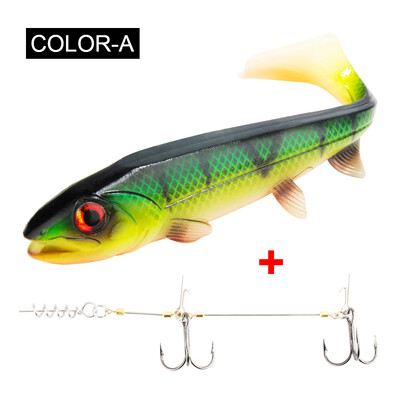 Spinpoler puha horgászcsali Stinger Rig horogcsalival 14 cm/18 cm négyzet alakú lapát farok valósághű műanyag gumihal csuka számára