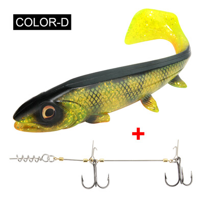 Spinpoler puha horgászcsali Stinger Rig horogcsalival 14 cm/18 cm négyzet alakú lapát farok valósághű műanyag gumihal csuka számára