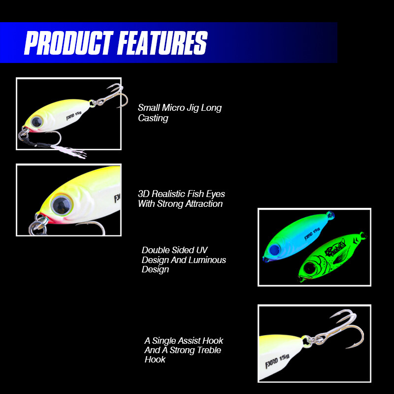 FJORD 10g 15g Jig Hard Lure Micro Sea Slow Slow Shore Casting Metal Jig UV Night Glow Csali lapító horgásztartozékok