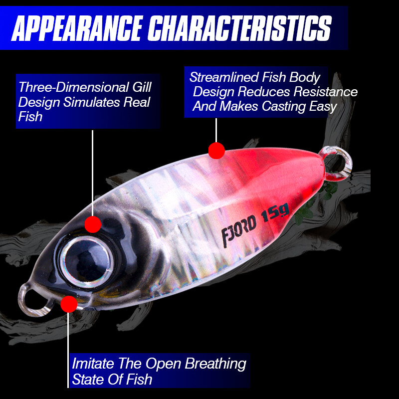 FJORD 10g 15g Jig Hard Lure Micro Sea Slow Slow Shore Casting Metal Jig UV Night Glow Csali lapító horgásztartozékok
