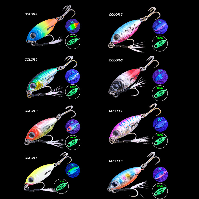 FJORD 10g 15g Jig Hard Lure Micro Sea Slow Slow Shore Casting Metal Jig UV Night Glow Csali lapító horgásztartozékok