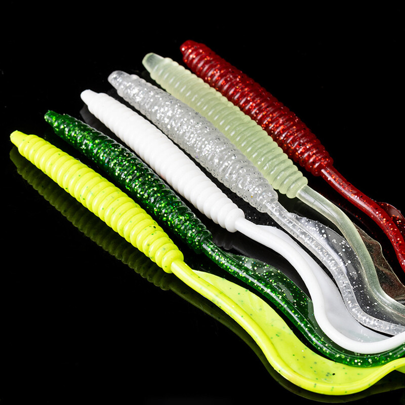 5db Swimbait horgászcsalik Szoknya Tail Jig Head Bait Puha Műanyag Csalik Glow Octopus Trout Bass horgászcsalik Craw Grub Tail Ba