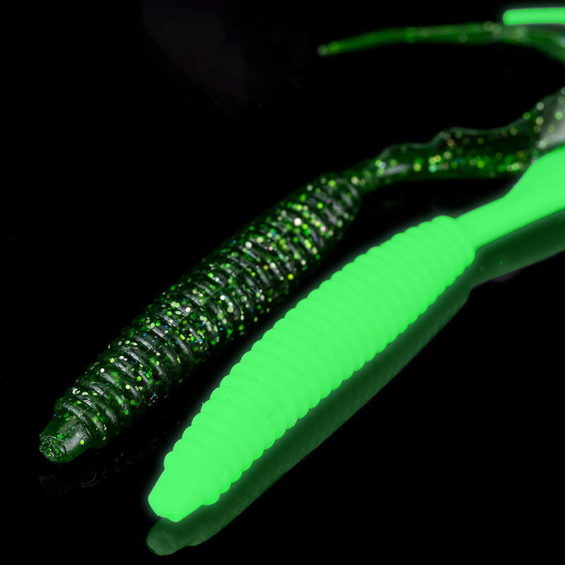 5db Swimbait horgászcsalik Szoknya Tail Jig Head Bait Puha Műanyag Csalik Glow Octopus Trout Bass horgászcsalik Craw Grub Tail Ba