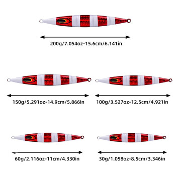 1PC Метален джиг Шор Джигинг Морски риболов Бавен джиг Реалистичен метален джиг Бавен джигинг Лъжица Лазерна изкуствена стръв 30G 100G 200G