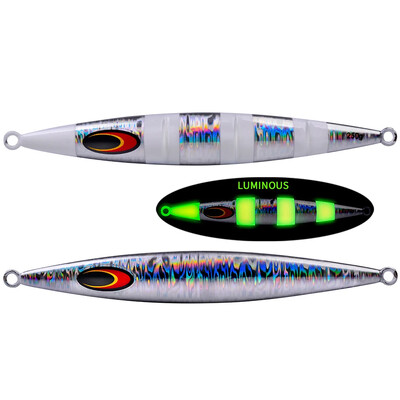 1 vnt. metalinis džigas, plaukimas ant kranto, žvejyba jūroje, lėtas džigas, tikroviškas metalinis džigas, lėtas traukimas šaukštas lazerinis dirbtinis masalas 30 g 100 g 200 g