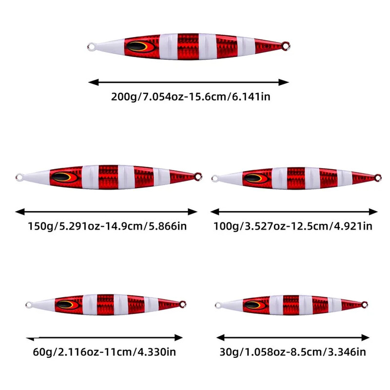 1 vnt. metalinis džigas, plaukimas ant kranto, žvejyba jūroje, lėtas džigas, tikroviškas metalinis džigas, lėtas traukimas šaukštas lazerinis dirbtinis masalas 30 g 100 g 200 g