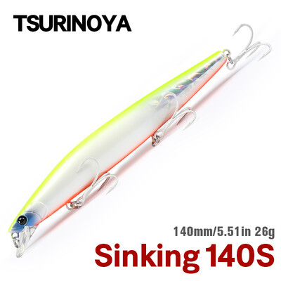 TSURINOYA 140mm 26g STINGER 140S Tungsten Weight System Süllyedő horgászcsalik Minnow Long Casting Jerkbait Hard Baits Seabass