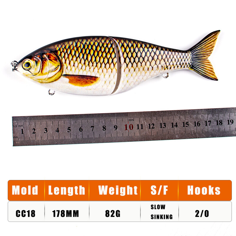 Chan's Huang Big Game horgászcsali sikló csali 17,8 cm 82 g csuklós Swimbait Sink Slowly Lure horgászathoz Bass Pike Hard Baits