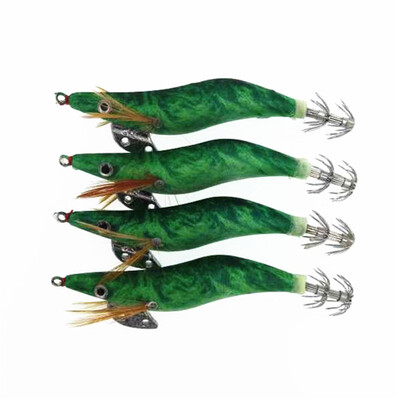 Nova drvena varalica za ribolov na račiće 4 kom. Svjetleće šablone za lignje 10 cm 11 g mamci za hobotnicu Sipa Kišobran Udica Bijela Crna Crvena Zelena