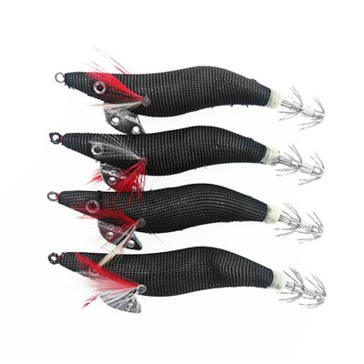 Nova drvena varalica za ribolov na račiće 4 kom. Svjetleće šablone za lignje 10 cm 11 g mamci za hobotnicu Sipa Kišobran Udica Bijela Crna Crvena Zelena