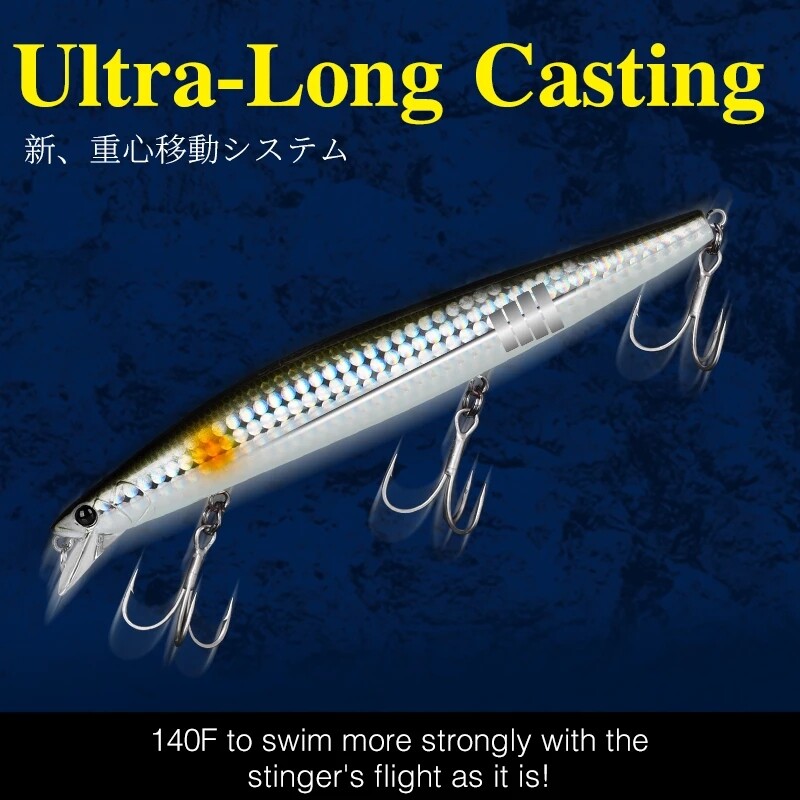 TSURINOYA STINGER 140F turnare ultra-lungă Floating Minnow140mm 24g Momeală mare artificială tare din tungsten Greutate Nalucă de pescuit în mare