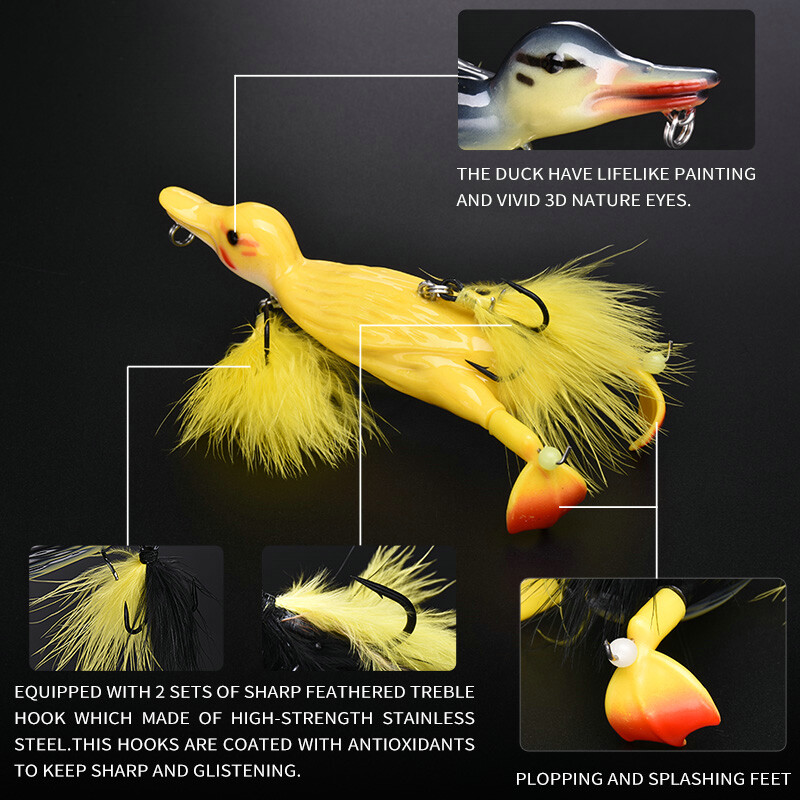 ALLBLUE 3D STUPID DUCK Topwater horgászcsali, úszó mesterséges csali, csapkodó és fröccsenő láb kemény horgászfelszerelés