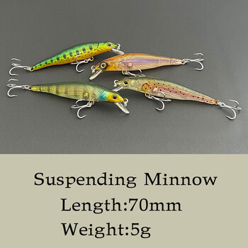 LTHTUG NEW Pesca Fishing Lure Noise Jerkbait Suspending Minnow 70mm 5g Твърда изкуствена стръв за щука костур бас пъстърва уклей