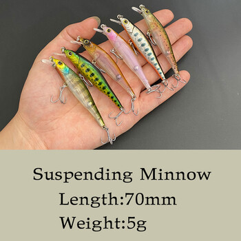 LTHTUG NEW Pesca Fishing Lure Noise Jerkbait Suspending Minnow 70mm 5g Твърда изкуствена стръв за щука костур бас пъстърва уклей