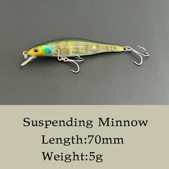 LTHTUG NEW Pesca Fishing Lure Noise Jerkbait Suspending Minnow 70mm 5g Твърда изкуствена стръв за щука костур бас пъстърва уклей