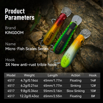 Kingdom Fishing Lure Micro Minnow 4.7g 6.2g 9.8g 12.2g Микро потъващи плаващи изкуствени примамки 45mm 55mm 65mm Дълго замятане Hard