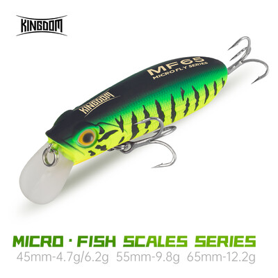 Kingdom Fishing Lure Micro Minnow 4,7g 6,2g 9,8g 12,2g Micro uppuvad ujuvad tehissöödad 45mm 55mm 65mm pikk heitgaas, kõva