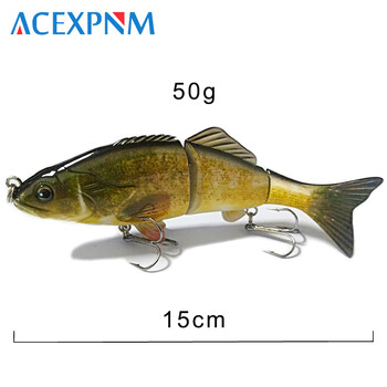 2024 Нова твърда риболовна примамка 3-сегментна изкуствена примамка Многоставна плувна примамка Реалистични кранкбейт потъващи воблери 50 г 15 см