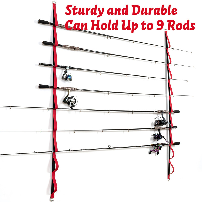 Horgászbot tartó falra szerelhető horgászbot tartóhoz bottartó mennyezeti tartás akár 9 bot tárolása függőleges vízszintes rúdhoz