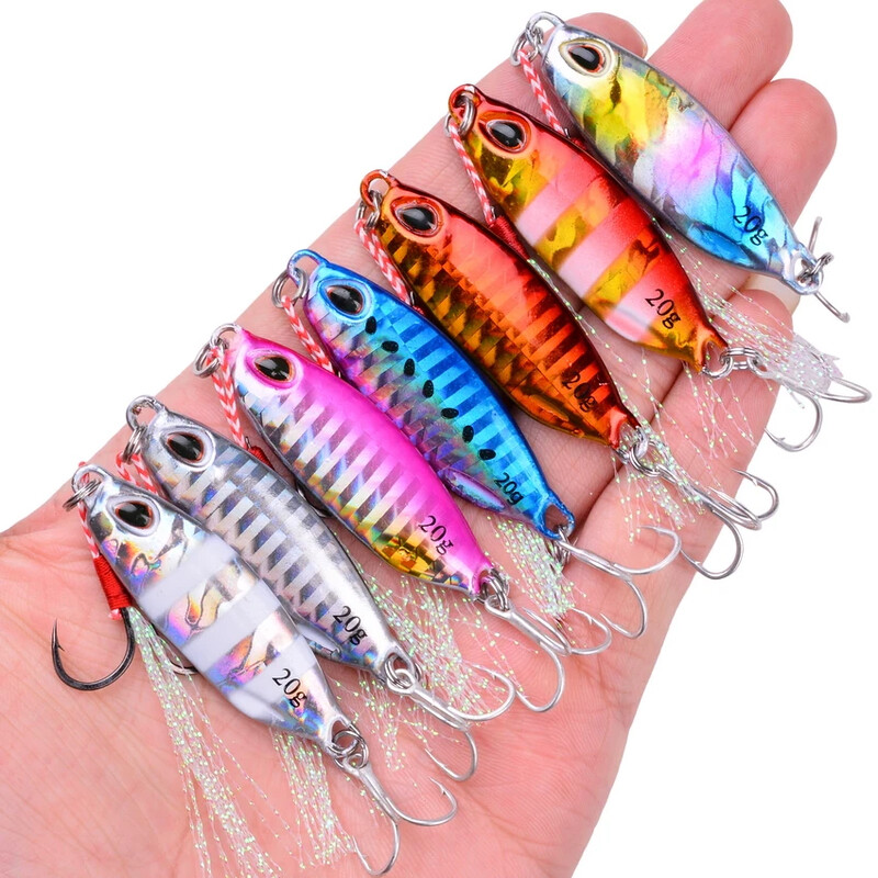 7db/készlet Slow Cast micro Jigging Fém kanál 10/15/20/30/40g VIB Jigs Fish Lure pilker horgászat Sea Artificial Bait