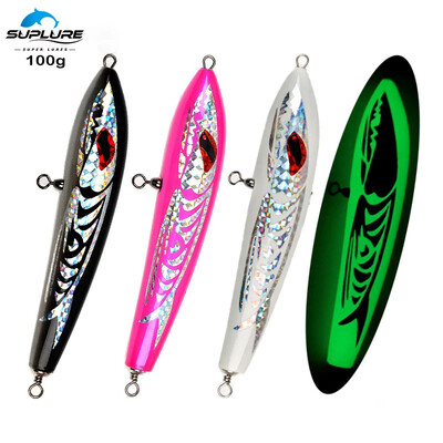 SUPERLURES Ceruza fa csali 100g/23cm Sósvízi horgászcsali Kézzel készített fából készült Topwater Luminous mesterséges ceruzás horgászcsali