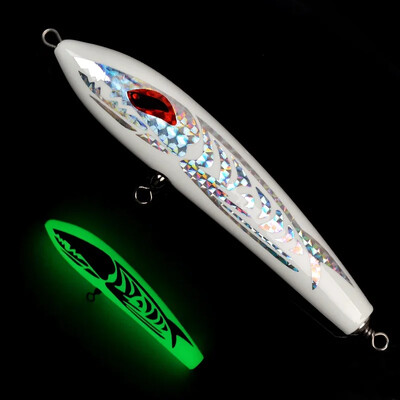SUPERLURES Ceruza fa csali 100g/23cm Sósvízi horgászcsali Kézzel készített fából készült Topwater Luminous mesterséges ceruzás horgászcsali