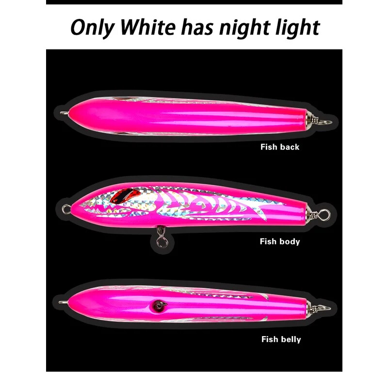 SUPERLURES Ceruza fa csali 100g/23cm Sósvízi horgászcsali Kézzel készített fából készült Topwater Luminous mesterséges ceruzás horgászcsali