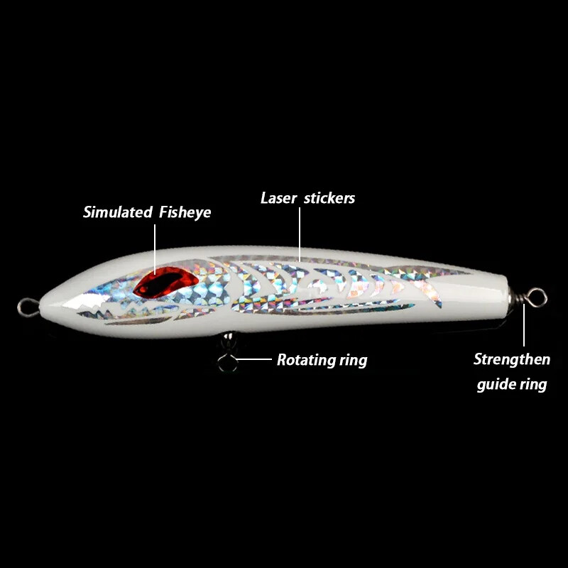 SUPERLURES Ceruza fa csali 100g/23cm Sósvízi horgászcsali Kézzel készített fából készült Topwater Luminous mesterséges ceruzás horgászcsali