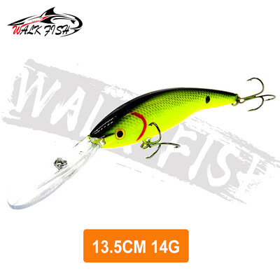 WALK FISH 1 DB Deep Tail Dancer Super Diving Minnow Lure 14g 20g Kemény műanyag wobbler csali pisztráng basszus csuka horgászathoz