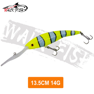 WALK FISH 1 DB Deep Tail Dancer Super Diving Minnow Lure 14g 20g Kemény műanyag wobbler csali pisztráng basszus csuka horgászathoz